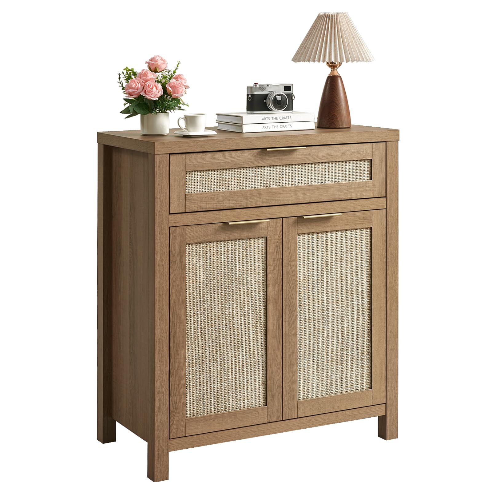 HOKYHOKY 30" Rattan Sideboard Buffet Cabinet, Boho Storage Cabinet | Adjustable 