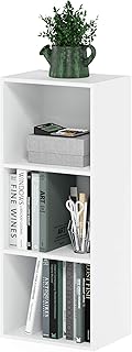 Furinno LUDER Book Shelf, 3-Cube Bookshelf, Bookcase with Open Shelves, 9.3 x 12 x 31.5, Easy Assembly, for Living Room, Bedroom, Home Office, White