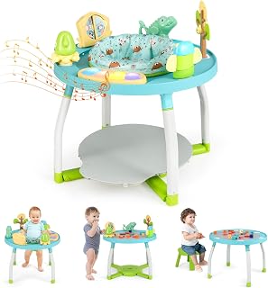BABY JOY 5 in 1 Baby Activity Center, Baby Jumpers and Bouncers with Removable Toys, Lights & Music, 3 Adjustable Heights, Interactive Play Center for Toddlers Boys Girls 6-36 Months (Blue)