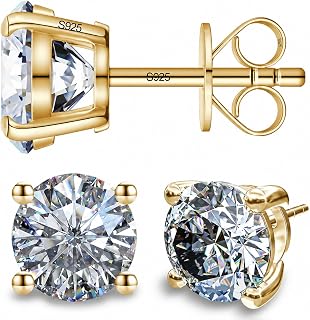 Moissanite Stud Earrings for Women and Men，925 Sterling Silver Earrings