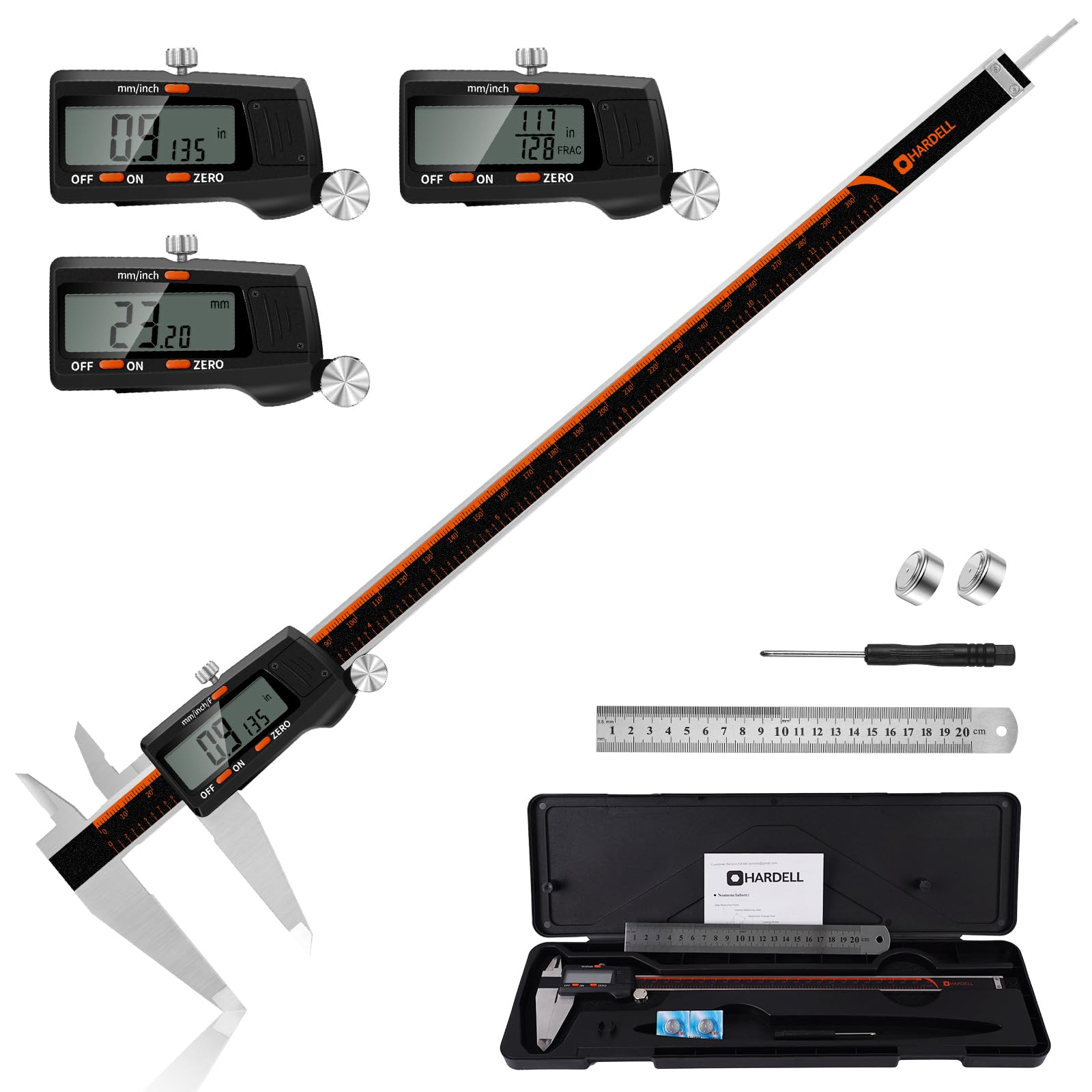 HARDELL Digital Caliper 12 Inch, Large LCD Screen Caliper Measuring Tool | Auto-