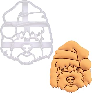 BAKERLOGY Santa Goldendoodle Cookie Cutter - Bake Cute Christmas Dog Treats - Detailed Biscuit Cutter Design for Baking and Crafts, ideal on fondant, dough, clay
