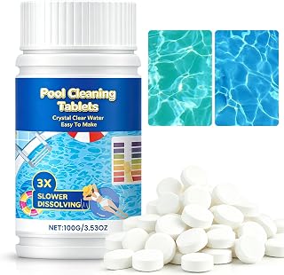 Multifunctional Chlorine Tablets for Pools, Hot Tubs & Spas, 4-in-1 (100g) | Slow Dissolving, Long-Lasting Clarifier, Odor Control, UV Stable, Gentle, Sanitizer, Stabilizer, Algaecide, for Pools
