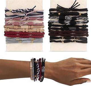 20 Pieces Bohemian Hair Ties for Women 5 Styles Cute Tie Bracelets For thin and thick hair/ponytail Non-marring elastic