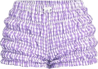 SOLY HUX Women's Ruffle Shorts Plaid Gingham Y2k Bloomers Micro Bottoms