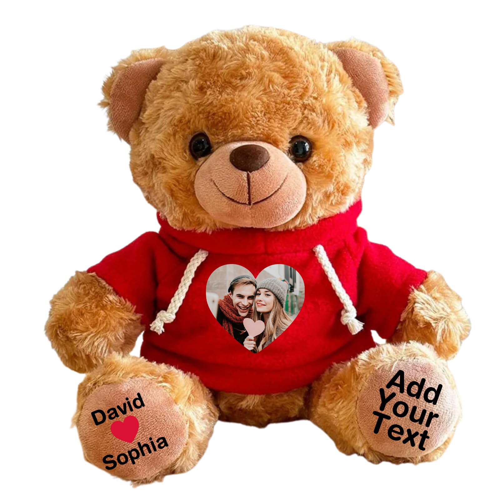 Duckbe Personalized Bear Stuffed Animal with Picture Text Date, 11 Inch Customiz