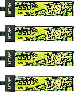 BETAFPV 4pcs Lava II 1S 580mAh LiHV Battery 3.8V 95C with BT2.0 Connector | Upgraded Z-Folding technology, Compatible with 1-2S Tiny Whoop Drone Quadcopter Like Air75, Meteor75 Pro, Cetus Pro, Cetus X