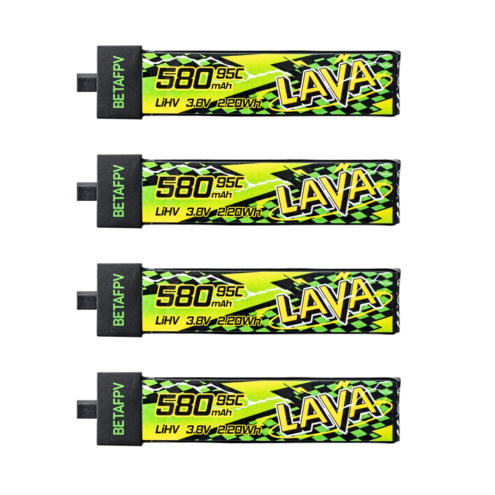 BETAFPV 4pcs Lava II 1S 580mAh LiHV Battery 3.8V 95C with BT2.0 Connector | Upgr
