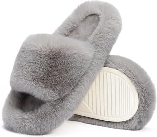 Chantomoo Ladies Memory Foam Slippers Bedroom Plush Comfortable Faux Fur Lined Non-Slip Sole Slippers Fashion Gift