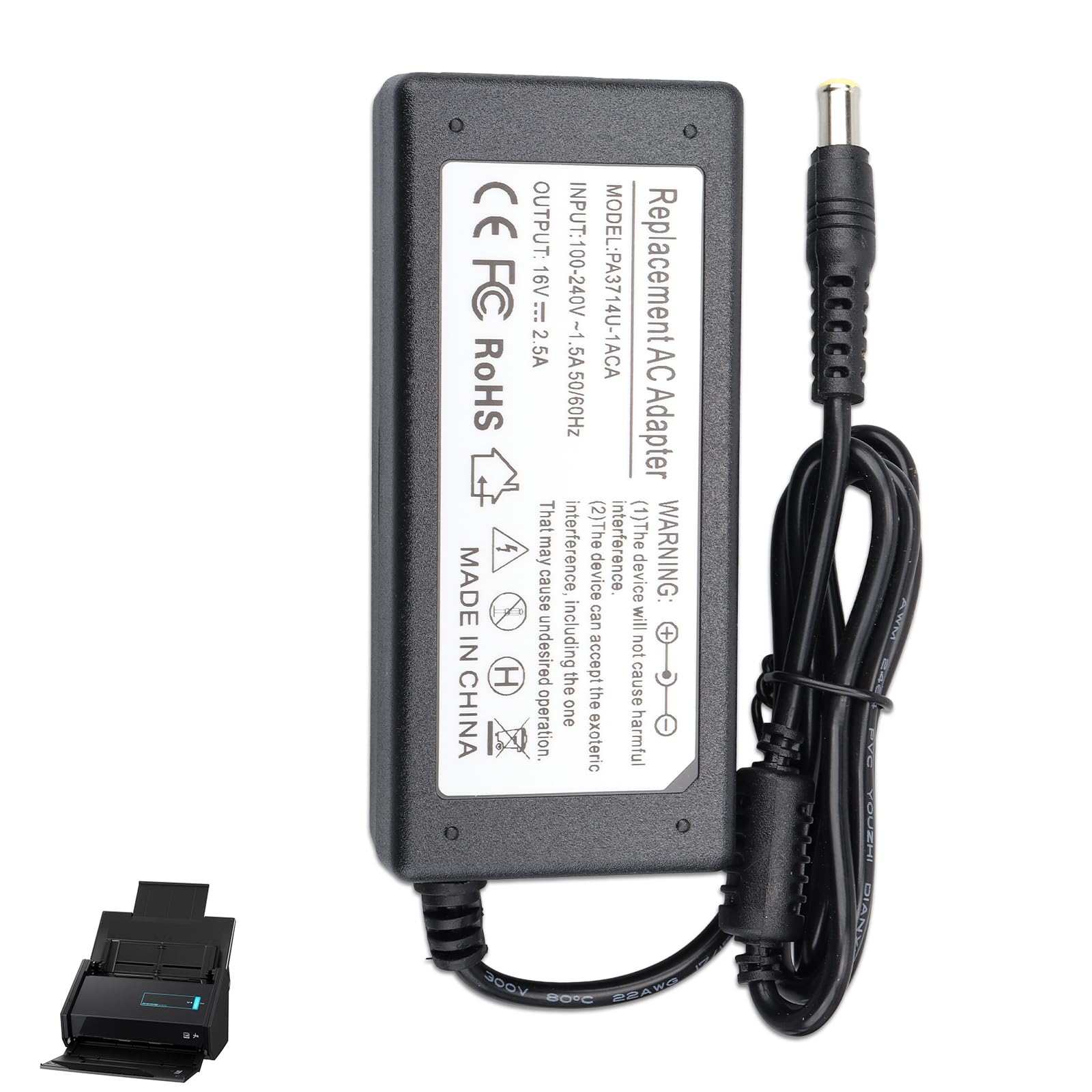 16V 2.5A Power Supply Adapter Charger for Fujitsu ScanSnap iX500 iX1500 iX1600 i