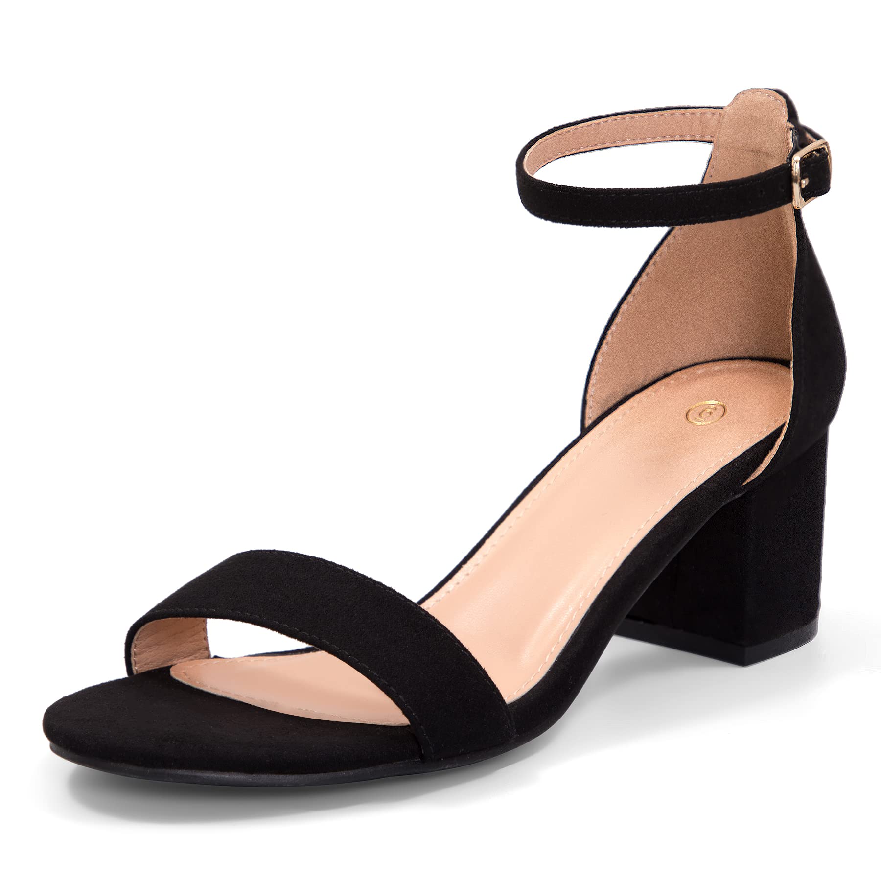 mysoft Women's Chunky Low Heels Open Toe Block Heeled Dress Ankle Strap Pump Wed