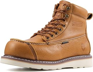 SUREWAY 6in Moc Toe Work Boots for Men, Wedge Sole