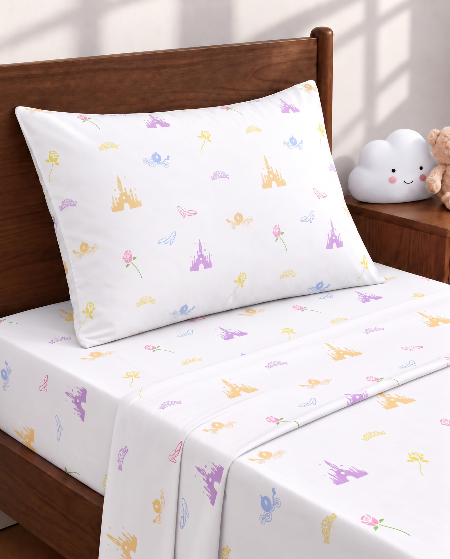 Kids Twin Size Princess Bed Sheets - 3 Piece Kids Princess Sheet Set | Princess 