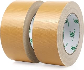 BOMEI PACK 2 Rolls Brown Duct Tape Reinforced sticky Heavy Duty cloth Gaffer Tape 230mic x 48mm x 30y Waterproofs for Ducts Fixing Repairing Sealing DIY Craft Job Labeling