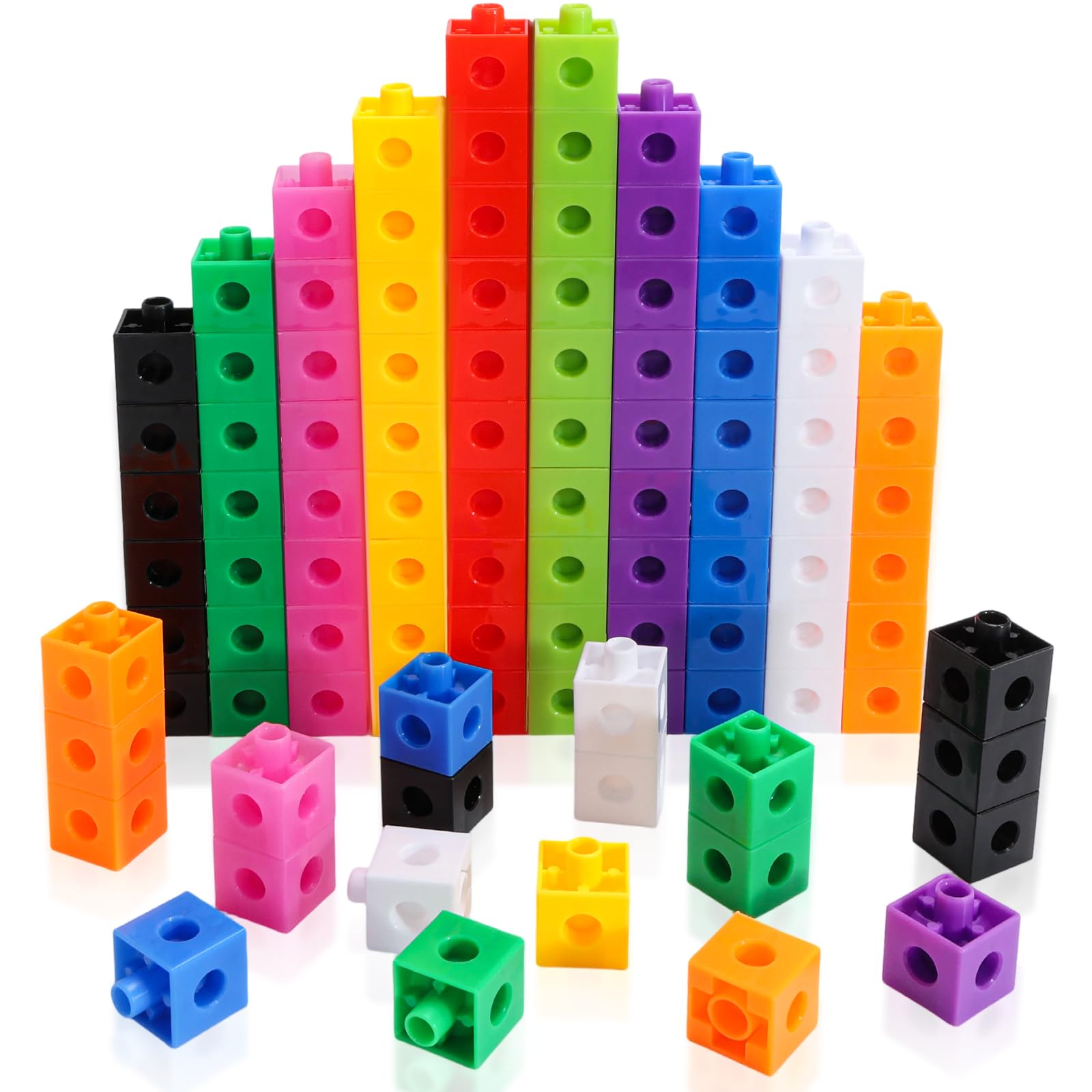 100 Pcs Math Linking Cubes - 10 Colors Connecting Counting Snap Blocks, Mathemat