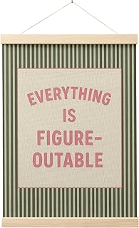 FGFK Everything Is Figureoutable Positive Affirmations Wall Art Poster Hanger Frame, Retro Pink and Green Inspirational Canvas Prints Framed Wall Decor for Office Classroom Home Bedroom, 12x16 Inch