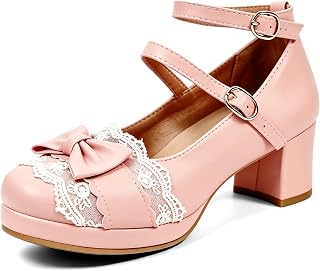 MEOTINA Mary Janes Women's Platform Bowknot Platform Shoes Kawaii High Heel Shoes
