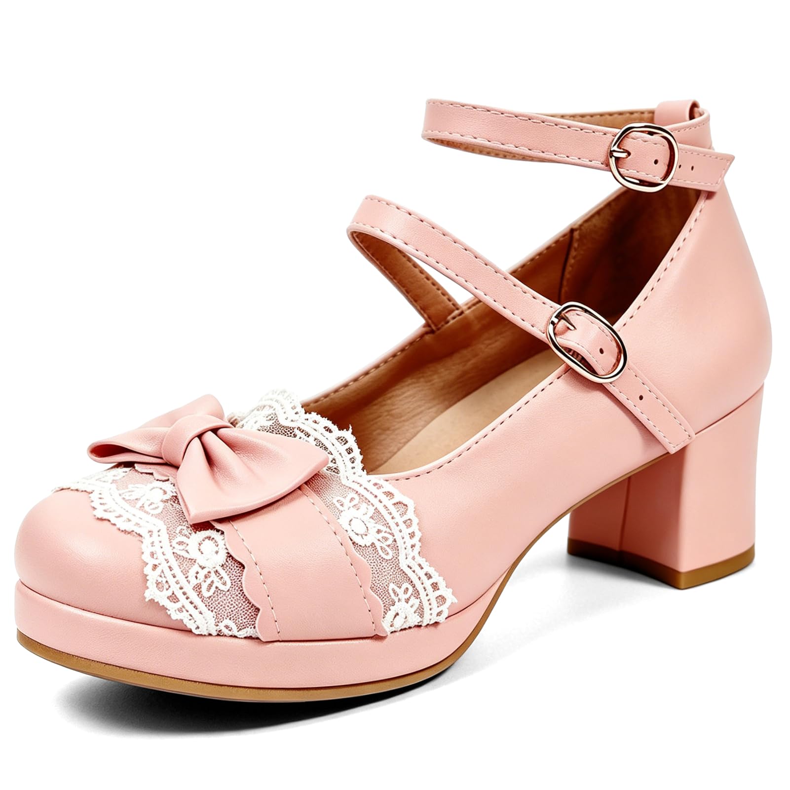 MEOTINA Mary Janes Women's Platform Bowknot Platform Shoes Kawaii High Heel Shoe