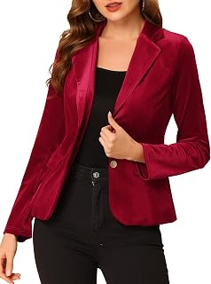 Allegra K Notched Lapel Collar Velvet Blazer Modern Women's
