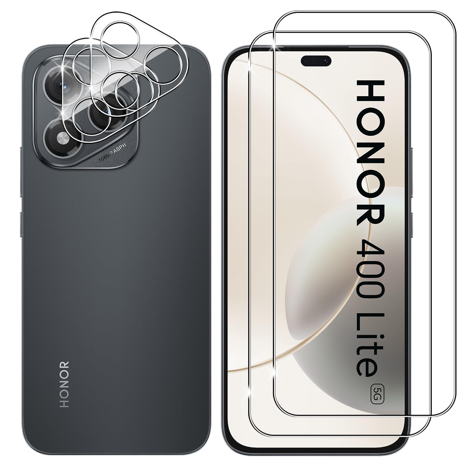 Lutree For Honor 400 Lite 5G Tempered Glass, 2+2 Pieces Screen Protector + Camer