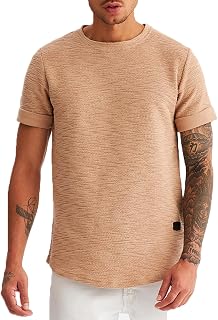 Leif Nelson men's summer t-shirt crew neck slim fit cotton proportion modern men's t-shirt crew neck hoodie sweatshirt short sleeve long LN6324