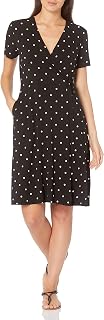 Amazon Essentials Womens Cap-Sleeve Faux-wrap Dress