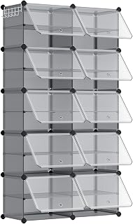 SONGMICS Interlocking Shoe Rack, 10-Slot Plastic Storage Organiser
