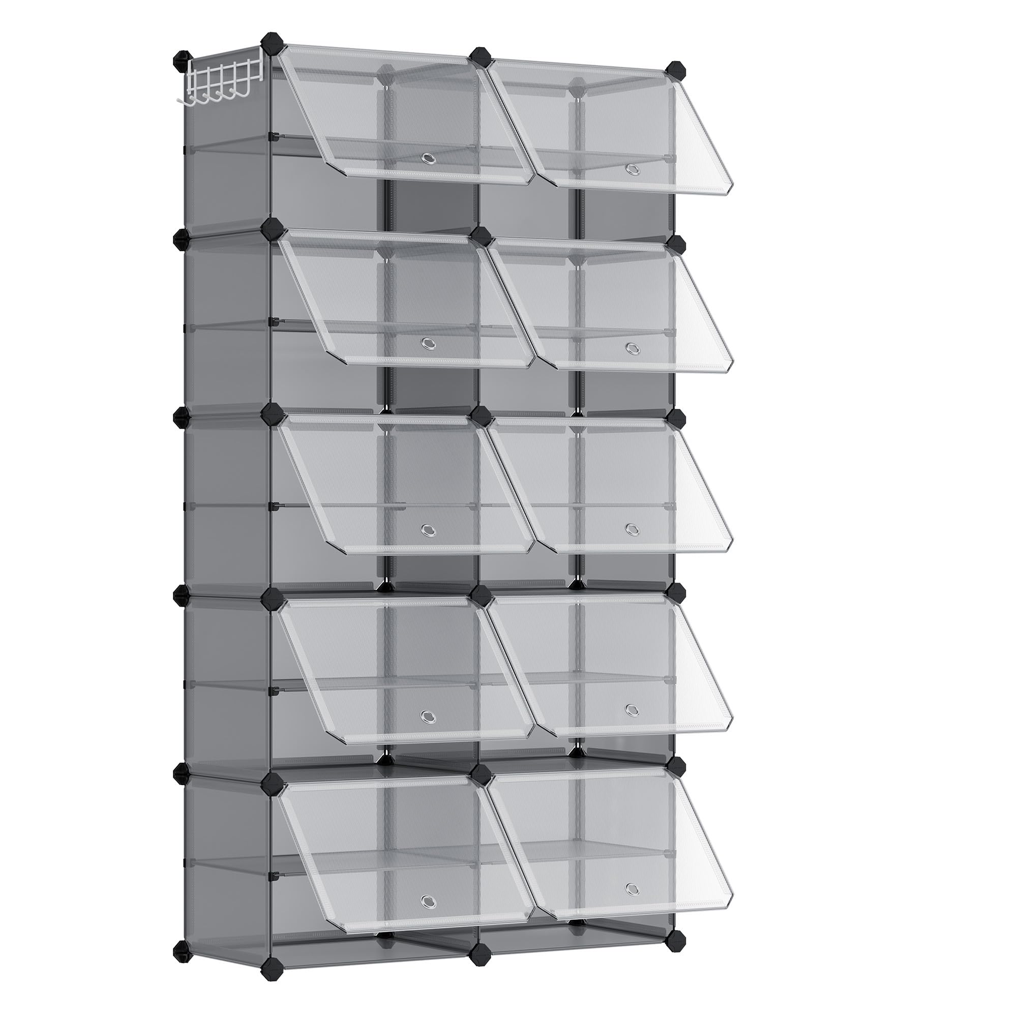 SONGMICS Interlocking Shoe Rack, 10-Slot Plastic Storage Organiser