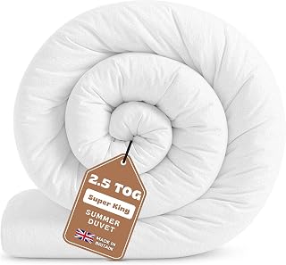 Super King Duvet 2.5 Tog | Suitable for Cool Summer Duvet for Hot Nights | Made in UK Quilt | Anti-Allergy, Breathable & Hollowfibre Filling Duvets (Super King Size, 260x220cm)