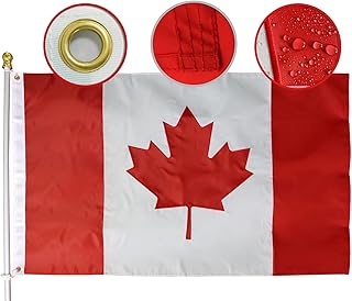 Premium Canada Flag 27" x 54" Official Size -Embroidered Maple Leaf - Heavy Nylon 220D Canadian Flags Outdoor/Indoor Canada Day Decorations Drapeau