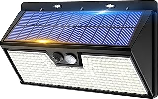 vighep Solar Security Lights Outdoor Motion Sensor, 318LED Super Bright Led Solar Powered Light with 3 Lighting Modes, IP65 Waterproof Wireless Pir Wall Lights for Outside Garden Fence Yard Path