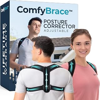 ComfyBrace Posture Corrector for Men and Women, Back Brace Straightener | Breathable adjustable posture brace, shoulder brace straps and upper back support for neck hump, hunchback, clavicle pain