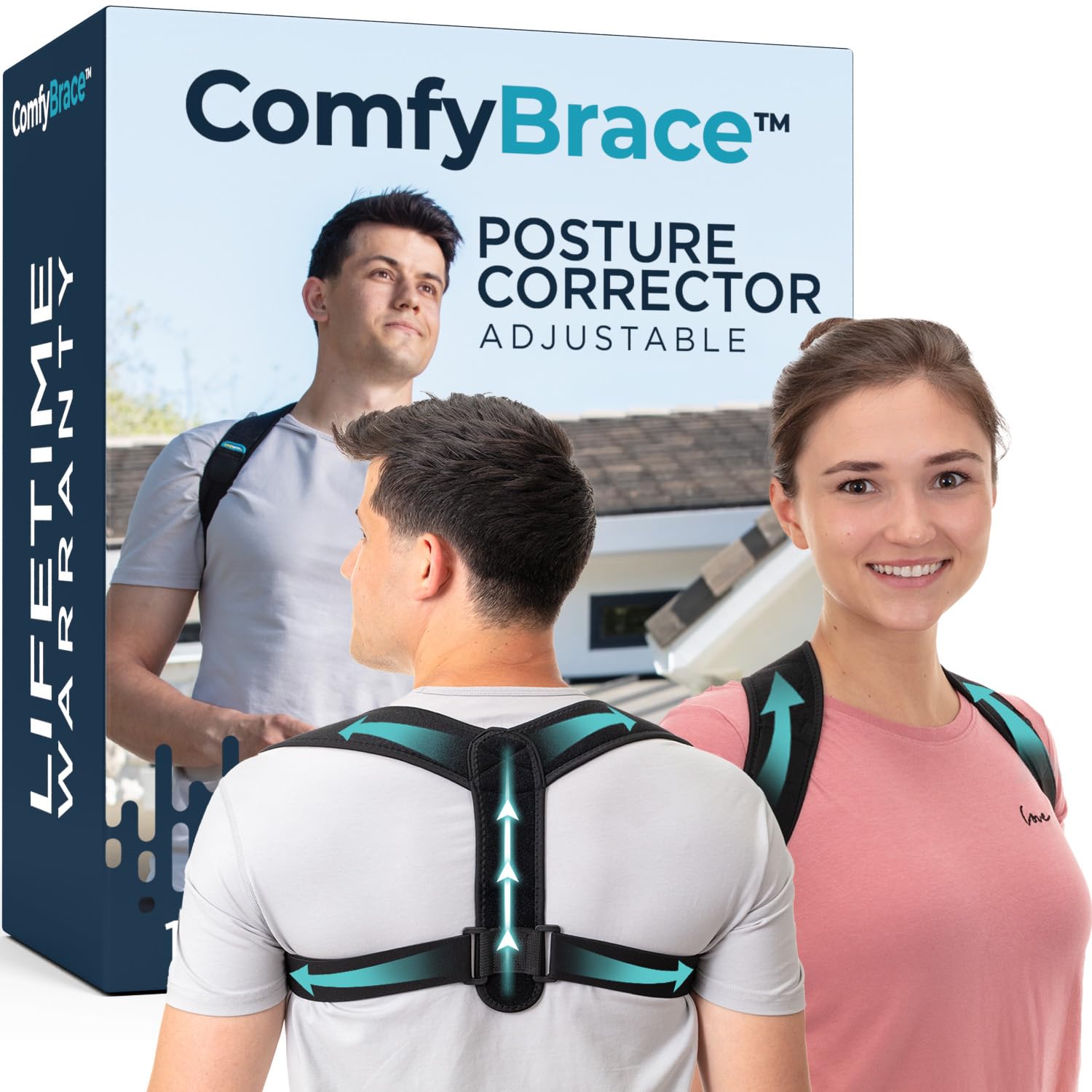 ComfyBrace Posture Corrector for Men and Women, Back Brace Straightener | Breath