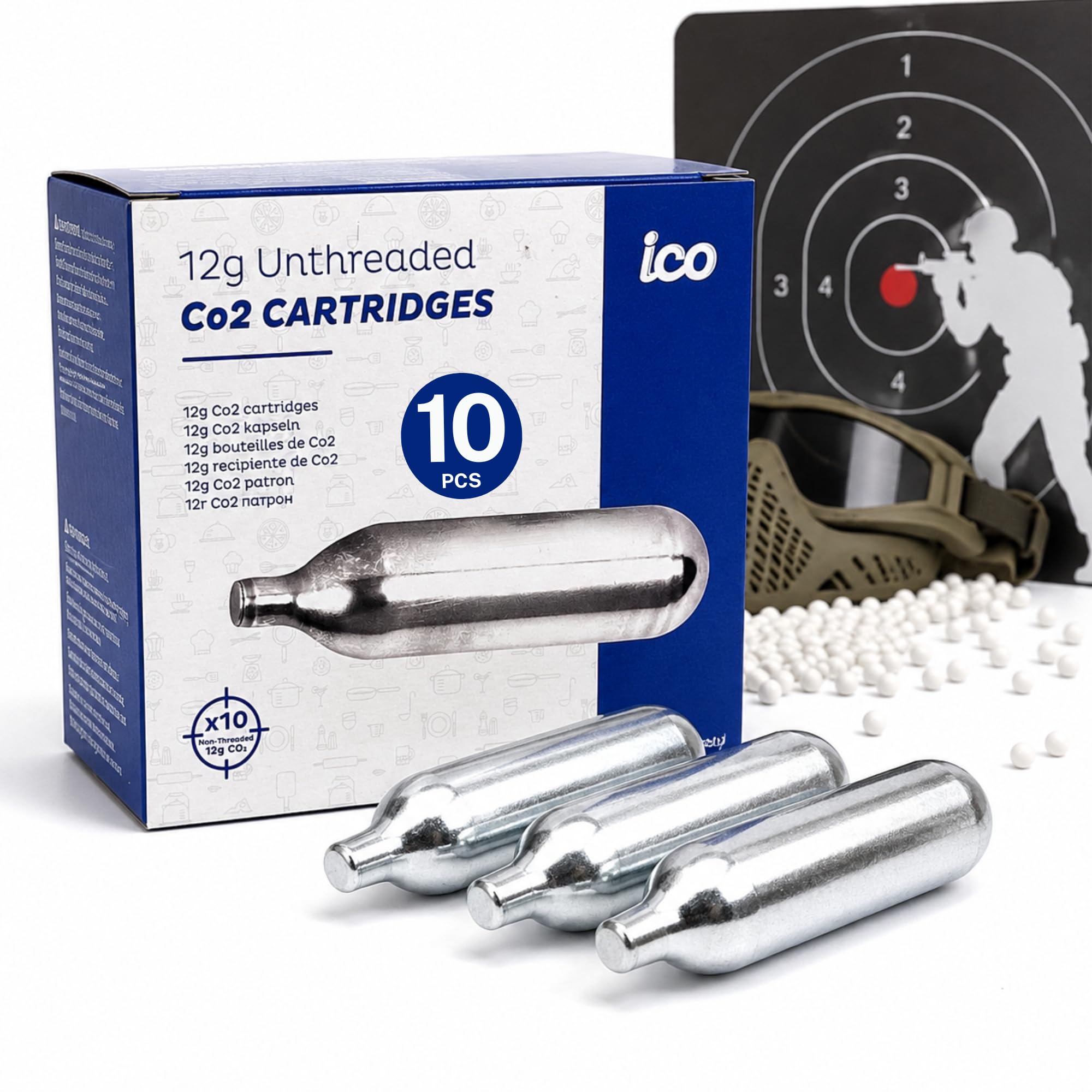 ICO 12 Gram Co2 Cartridges Non-Threaded, CO2 cartridges BB Gun, CO2 BB Pistol, A