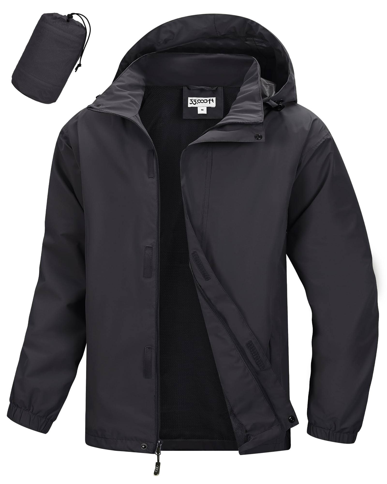 33,000ft Men's Packable Waterproof Jackets Lightweight Breathable Raincoat