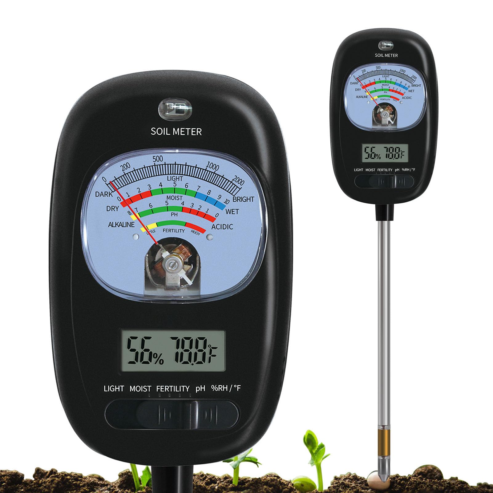 7-in-one Soil Test Kit, Soil Moisture Meter/PH Meter/Sunlight Intensity/Fertilit