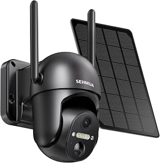 SEHMUA Solar Security Cameras Wireless Outdoor, 2K 360° View Battery Powered Outdoor Camera, WiFi Home Security with Spotlight Color Night Vision, PIR Sensor