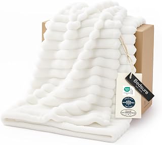 Bedsure Throw Blankets Room Decor - Women Birthday Gift, Soft Fluffy Fleece Cozy Fuzzy Plush Warm White Blanket for Couch Sofa Bed, Bedroom Livingroom Decor, Gifts for Friends, 50x60