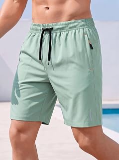 Mens Sports Shorts Elastic Waist Pockets Gym Workout Running Shorts