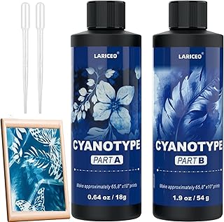 16oz Cyanotype Kit for Fabric & Paper, Easy-Mix Cyanotype Solution, 2 Tools | Sun Printing Kit for Fabric, Paper, Wood & Leather, Fade-Resistant Cyanotype Chemicals for Beginners, Artists & Classrooms