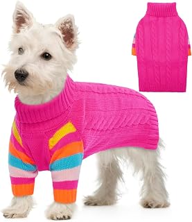 Small Dog Sweater, Turtleneck Pullover with Sleeves, S
