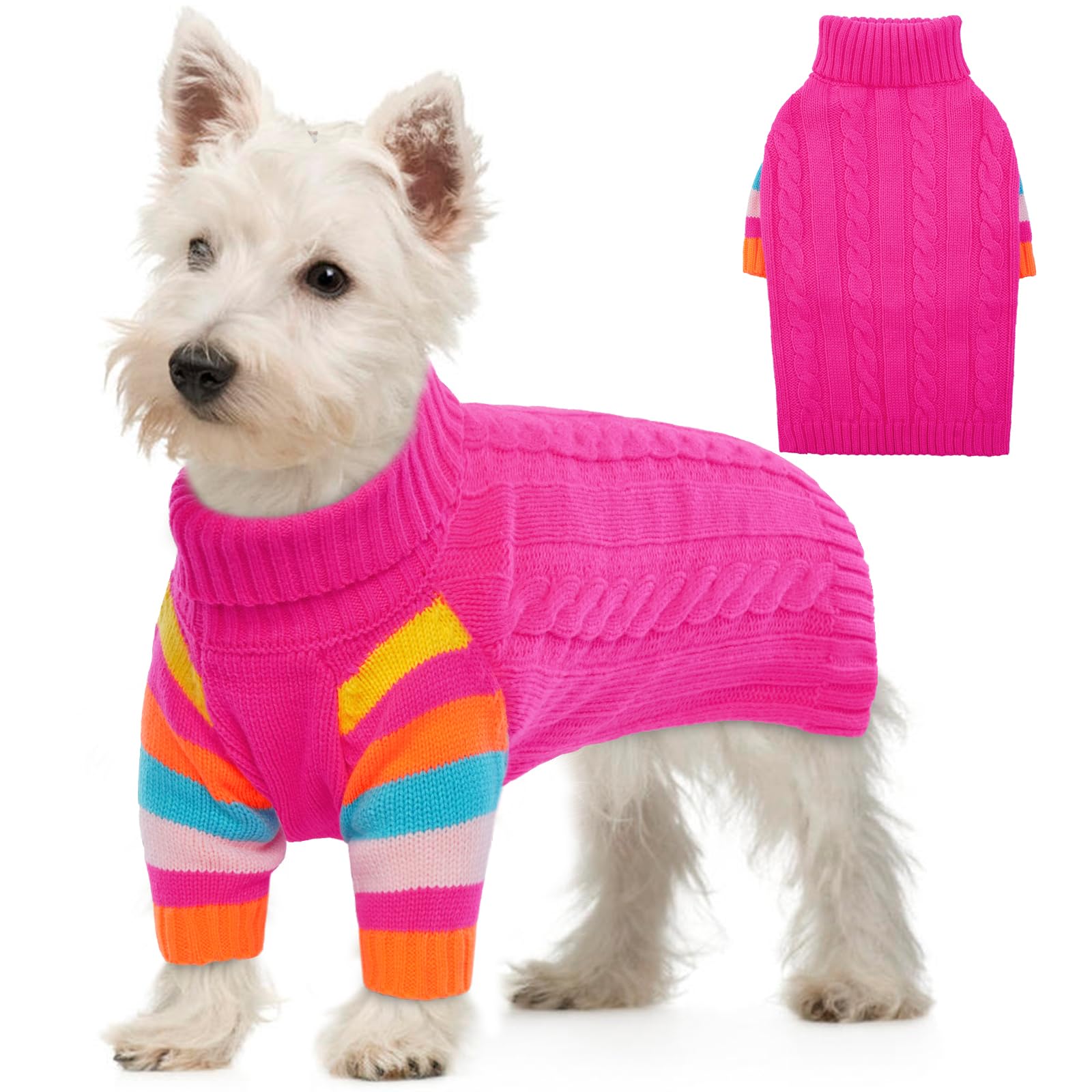 Small Dog Sweater, Turtleneck Pullover with Sleeves, S