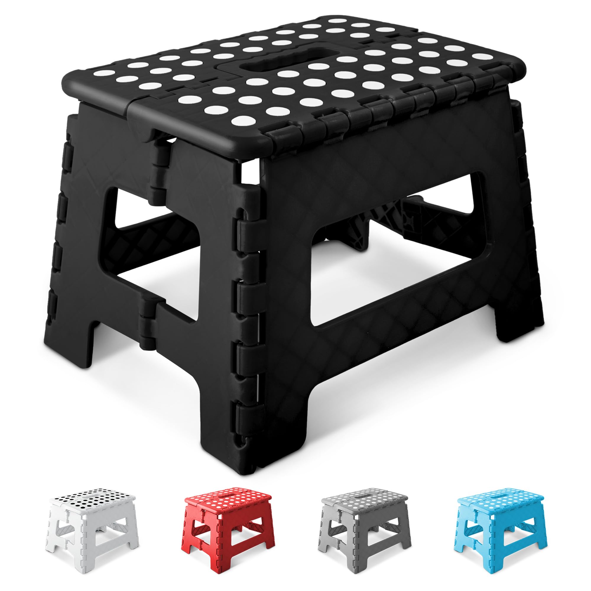 KEPLIN 9 Inch Heavy Duty Folding Step Stool | Non-Slip Foldable Footstool for To