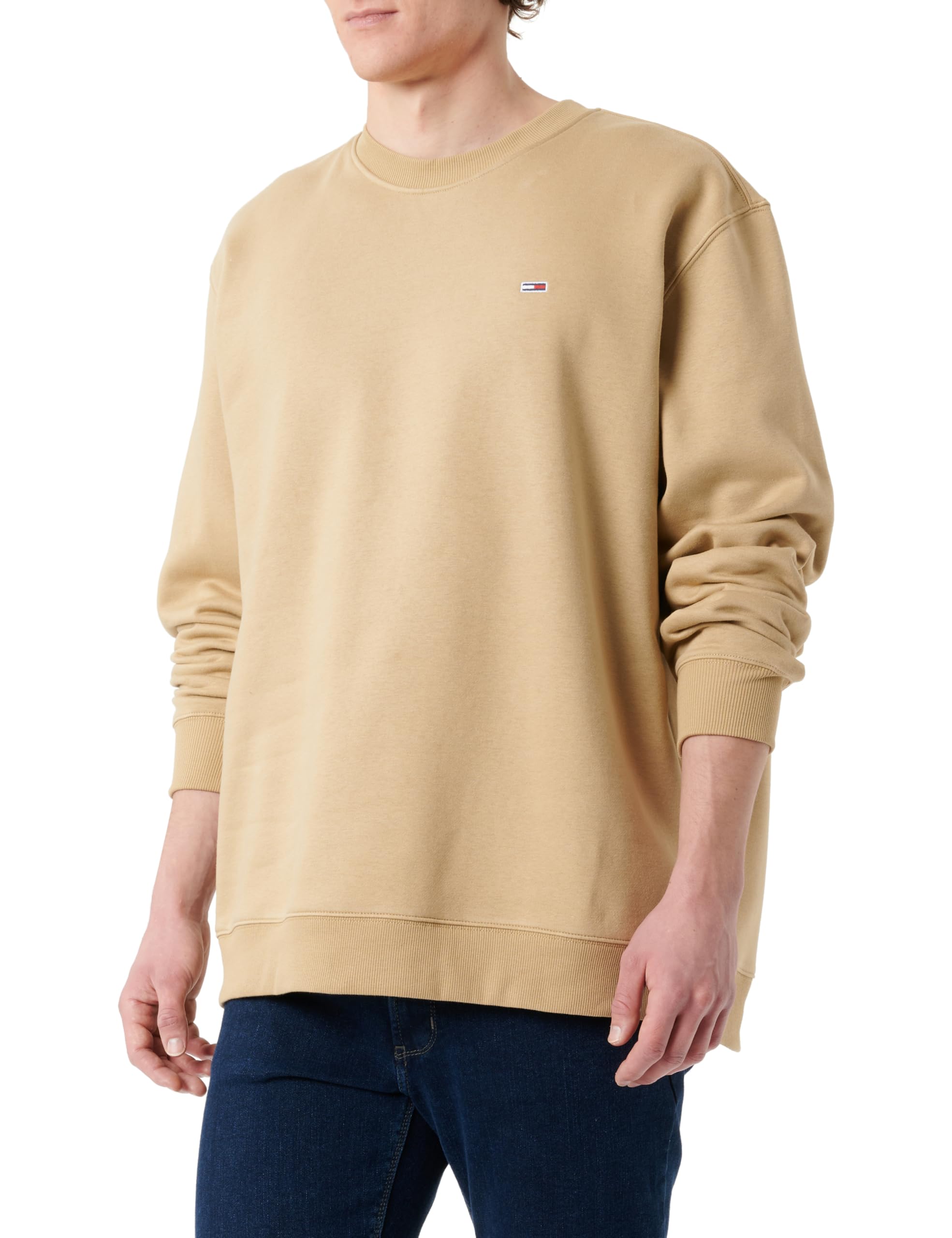 Tommy Jeans Men's Regular Fit Flag Fleece Crew Neck Sweatshirt