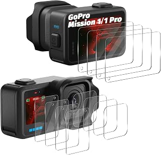 Orzero (4+4+4) Tempered Glass Protector Compatible for GoPro MISSION 1 PRO/MISSION 1, Front & Back Screen & Lens Protectors, Protector De Pantalla 9 Hardness High Definition Anti-Scratch Bubble Free