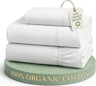 Lane Linen 100% Organic Cotton Twin Sheet Set – 3 Piece Percale Bedding, Ultra-Soft & Breathable, Deep Pocket Fits Up to 15” Mattress, Long-Staple Cotton Sheets for Kids – White
