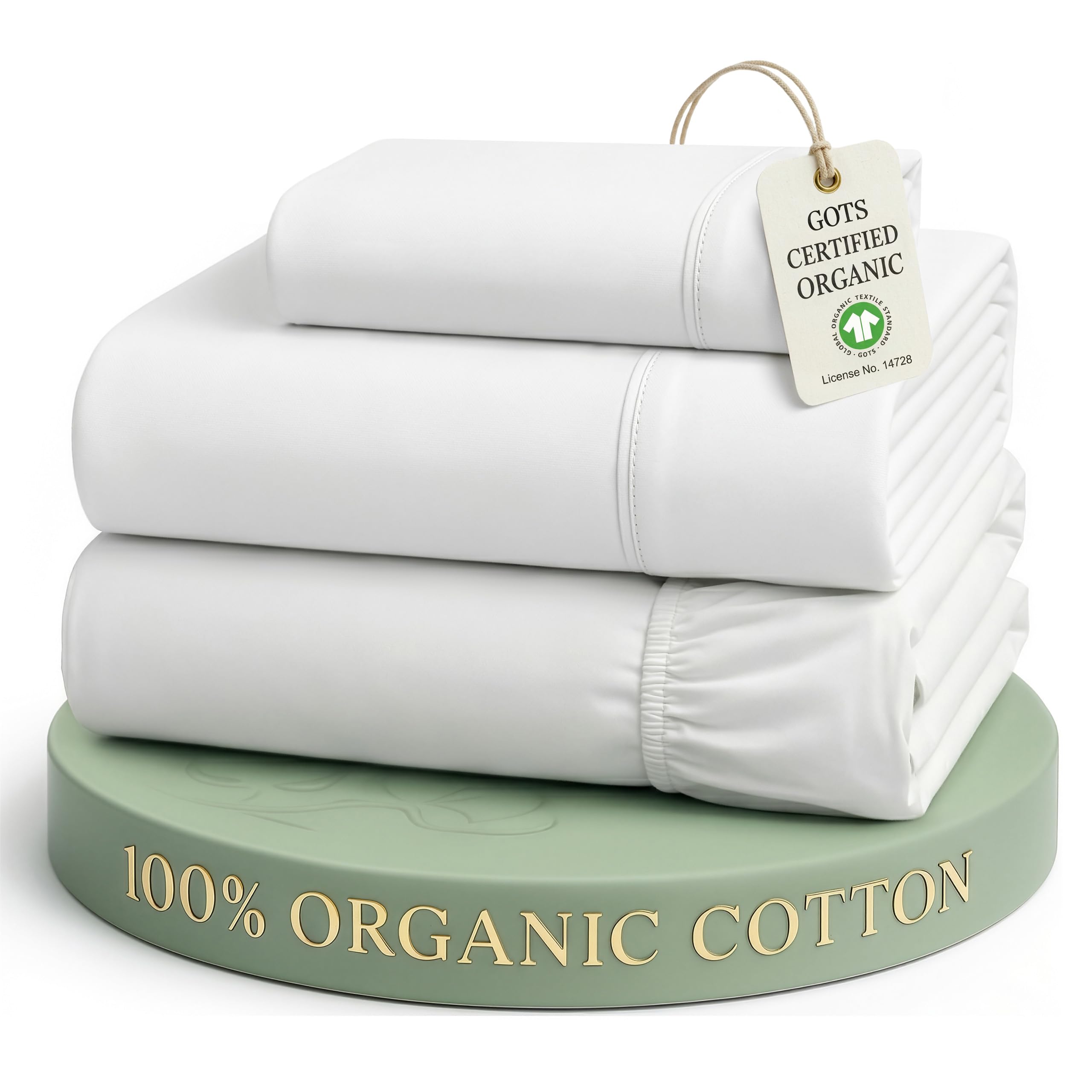 Lane Linen 100% Organic Cotton Twin Sheet Set – 3 Piece Percale Bedding, Ultra-S