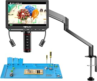 TOMLOV Autofocus 4K Digital Microscope, 8" TM4K-AF Flex Arm for Soldering | HDMI Micro Electronics Repair Scope for Adults, 52MP IPS Screen, Full Coin View for Collectors, Repair Mat, LED Lights
