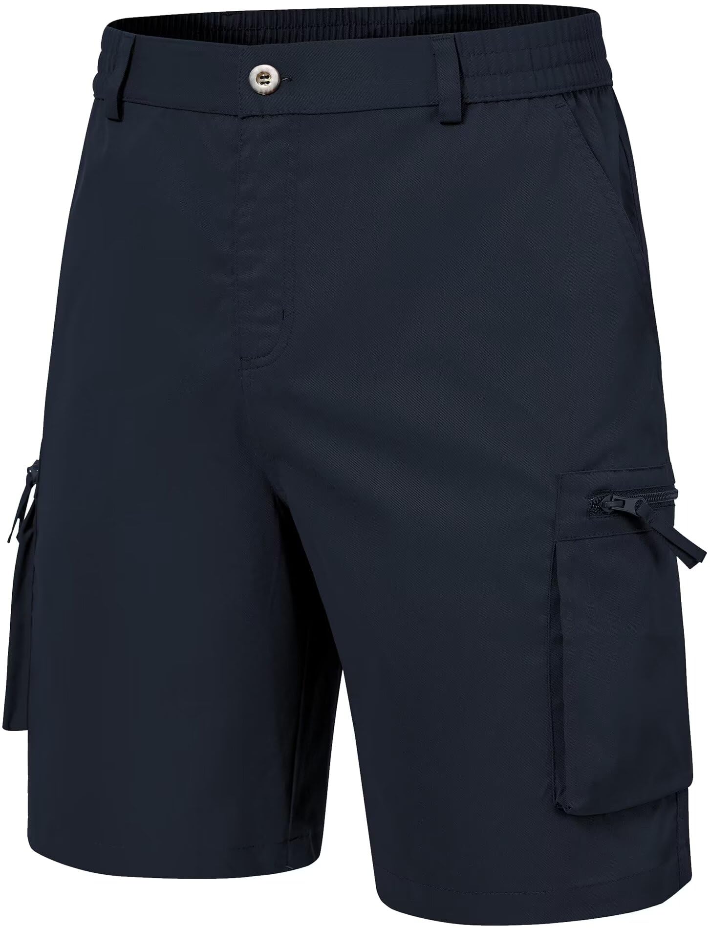 QPNGRP Men's 9" Inseam Stretch Waist Zipper Cargo Shorts with 6 Pockets