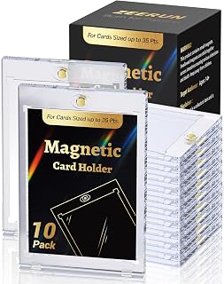 Zeerun 10 Pack Magnetic Card Holders, 35pt UV Protection TCG Trading Cards | 2.5 x 3.5 inch; Archival Safe Non-PVC Acid-Free Material; Ultra Clear Scratch Resistant; Peel-Off Protective Film;
